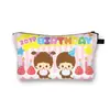 Nueva Bolsa de Maquillaje Monchichi de un Solo Lado para Niñas, Bolso de Mano Portátil de Gran Capacidad, Linda Bolsa de Almacenamiento de Escritorio al por Mayor