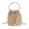 2026 Nuevo Bolso de Noche Transfronterizo con Pedrería, Bolso de Mano con Borla, Bolso Cubo Sencillo de Cadena con Pedrería Completa, Bolso de Hombro Único Cruzado