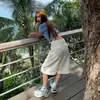 Pantalones cortos de pierna ancha holgados de cintura alta retro americanos nuevos de verano, jeans rectos blancos versátiles y fluidos para mujer