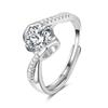 Anillo Beso de Ángel de 1 quilate Anillo de Diamante Mosan Simulado Anillo Abierto de Circonita Europeo y Americano para Mujer Anillo de Corazón Torsionado
