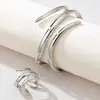 Pulsera Metálica Europea y Americana Transfronteriza al por Mayor Hueca de Tres Capas Enrollada Conjunto de Joyería de Anillo Punk Brillante de Moda Personalizado