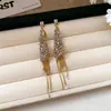 Pendientes Largos con Borla de Flor de Zirconia con un Toque de Lujo Ligero y de Alta Gama, Pendientes de Artesanía Pesada Estilo Bosque, Modernos y de Diseño Único