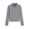 92% Algodão 230g 40s Ombro Normal Gola Alta Meia Manga Camiseta para Usar por Baixo Slim Fit Manga Longa Outono/Inverno Estilo Básico Elástica Camada de Base
