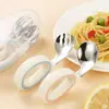 Juego de Dos Piezas de Cuchara y Tenedor de Acero Inoxidable 316 Transfronterizo Cuchara para Comida de Bebé Cuchara para Comer de Mango Corto para Entrenamiento Independiente de Bebé