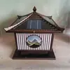 Luces Solares para Poste de Columna al por Mayor de Fábrica con Materiales de Aluminio y Acrílico, con Patrones de Paisaje Estampados en Seda, Luces LED para Poste de Valla y Puerta