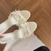 2026 Sandálias Elegantes de Novo Estilo Francês com Laço e Bico Aberto para Mulheres, Chinelos Lindos e Elegantes de Salto Alto para o Verão