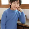 Suéter de Lã Unissex Infantil Versátil para Outono/Inverno Cor Sólida Gola Semi-Alta Camada Base Pulôver Solto Tricô Preto