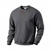 Moletom Masculino Casual Oversize Cor Sólida Gola Redonda com Logo de Silicone, Veludo Adicionado, Pesado, Solto, Europeu e Americano, Outono e Inverno