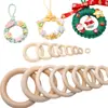 Anillo de Madera en Color Madera Natural, Disponible en Múltiples Tamaños, Colgante de Anillo de Madera para Cadena de Teléfono Móvil DIY, Kit de Materiales para Accesorios de Pulsera, Joyería