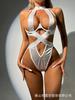Halter con cordones, Color hueco sin espalda, Lencería sexy tentadora europea y americana, Soporte de pecho push-up, Mono moldeador para mujer