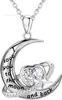 Collar de Plata de Ley S925 Luna Corazón de Venta Caliente Transfronteriza para Mujer, Cadena para Clavícula con Colgante de Moissanita Imitación, Regalo de San Valentín