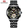 Va Va Voom/2453 Reloj de Acero Inoxidable Tourbillon No Automático Mecánico de Negocios Reloj Luminoso Impermeable para Hombres