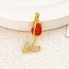 Colgante de Tulipan con Piedra Ojo de Gato para Mujer, Diseño de Nicho, Versátil y de Gama Alta, Accesorios para Joyería DIY que No se Desvanecen
