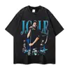 Marca de Moda Urbana Vintage Estilo Europeo y Americano Camiseta Floral Baloncesto Estilo Retro Unisex Manga Corta Manga Media Camiseta