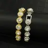 Pulseira Corrente de Gelo Açucarado Redonda com Pedras Cheias Estilo Hip-Hop Europeu e Americano Unissex Pulseira Acessório Tendência