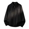 Moletom Hanlu estilo retrô americano com gola polo e zíper parcial para homens, estilo outono, silhueta curta e larga, jaqueta pullover com retalhos segmentados