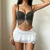 Sujetador con Borla de Pedrería Estilo Europeo y Americano, Top de Bikini Sexy de Malla con Lazo de Pedrería en la Espalda Descubierta, Atuendo de Performance para Mujeres para Bares y Discotecas