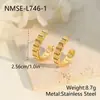 Pendientes de Aro Medio con Incrustaciones de Diamante, Acero Inoxidable con Ranuras, Forma de C, Dorado y Plateado Bicolor, Pendientes de Escalera Transfronterizos, Lujo de Nicho, Venta al por Mayor