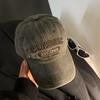 Gorra de béisbol retro americana lavada Denim gris para mujer Circunferencia de cabeza grande que hace que la cara parezca pequeña sombrero para hombre más gorra de visera ancha