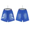 Hellstar Transfronteiriço Marca Tendência Europeia e Americana Verão Casual Esportivo Unissex Shorts Lavados Calças de Cinco Pontos