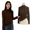 Camisa básica con cuello alto fruncido, nuevo modelo 2026, popular este año, jersey de manga larga, top elegante y favorecedor