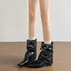 Botines elegantes y modernos de color Maillard para mujer, nueva moda 2026, con suela gruesa para mayor altura, botas de vaquero estilo occidental con caña corta