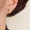Moda Japonesa e Coreana Design de Brincos de Três Peças com Cruz Cravejada de Diamantes Nicho Luxo Leve Simples Super Brilhantes para Mulheres