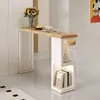 Mesa de Bar de Madera Maciza Color Crema, Gabinete Divisorio en la Esquina de la Sala de Estar, Mesa de Bar de Patas Altas para el Balcón y el Área de Ocio Montada en la Pared de la Casa de Huéspedes
