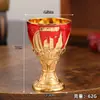 Vaso de Licores de Lujo Retro para Uso Doméstico, Copa de Chupito de Gama Alta con Patrón Floral Creativo, Cristalería de Aleación, Copa de Vino Blanco Estilo Europeo para el Hogar