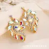 Pendientes Retro Exagerados de Lujo Accesible Transfronterizos Europeos y Americanos de Aleación Diamante Cristal Largo Versátiles Joyería para Orejas 2024