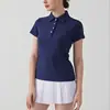 Nueva Camisa Polo con Cuello para Mujer, Color Sólido Ceñidor de Cintura Secado Rápido Ropa de Tenis, Versátil Manga Corta Deportiva Ropa de Yoga, Top de Fitness