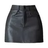 Nuevo Falda de Cuero con Abertura de Cintura Alta Otoño/Invierno 2026 para Mujer Delgada Moda Bodycon Falda Corta de Cuero PU