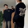 [Venda Direta] Tendência Nacional Streetwear Americano Moletom de Veludo com Letras Masculino Outono e Inverno 2025 Jaqueta Estudante High Street Casal