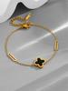 Não precisa tirar a pulseira romana de aço titânio de trevo de quatro folhas dupla face para banho, estilo ins feminino, luxo leve, pulseira simples, joia personalizada