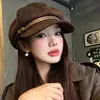 Boina Retro de Ante para Mujer, Sombrero Versátil de Otoño e Invierno para Adelgazar la Cara, Estilo Newsboy Painter con Circunferencia de Cabeza Grande