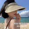 2024 Nuevo pasador de pelo sombrero de paja de ala grande protección solar verano ciclismo protección UV vacío sombrero de copa sombrero de sol protección solar sombrero de sol