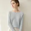 Suéter de Cachemira 100% Puro de Gama Alta para Mujer Otoño Invierno 2026 Nuevo Cuello Redondo Tejido Top Base Capa Interior Adelgazante