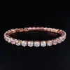 Pulsera de Cadena de Tenis Cuadrada de 3*3mm cobre incrustado circonita fila única pulsera de moda s5650