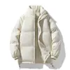 Casaco de algodão grosso de inverno para homens, jaqueta de algodão de corte solto, casaco moderno com gola alta, jaqueta puffer para casais, blusa versátil de cor sólida, casaco de algodão