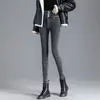 Jeans de Mujer Gruesos para Otoño e Invierno, Forrados de Polar, de Tres Botones, Cintura Alta, Alta Elasticidad, Adelgazantes y de Corte Skinny