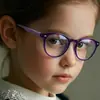 Óculos Infantis Redondos de Silicone Anti-Luz Azul Sem Grau, Armações Protetoras Fofas para Crianças, Podem Ser Equipados com Lentes de Grau