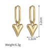 Pendientes Europeos y Americanos Transfronterizos de Acero Inoxidable con Forma de Gota de Agua y Corazón en Forma de U para Mujer, Pendientes Dorados con Recubrimiento al Vacío, Exquisitos