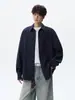 Camisa de manga larga a cuadros vintage azul marino para hombre, estilo otoño, camisa de trabajo casual y elegante, talla grande, chaqueta con cuello