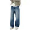 Moda de Rua Jeans Casual Reto Solto Estilo Coreano Simples Versátil Perna Larga Lavado Jeans Masculino Calça Longa
