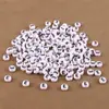 Fondo Blanco Más Cuentas de Letras Negras 4*7MM Cuentas Acrílicas de Letras Inglesas Cuentas Sueltas Oblatas Accesorios para Pulseras de Joyería DIY