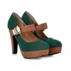 Sapatos femininos de sola grossa tamanho grande 40-43, plataforma impermeável salto alto com tira de velcro