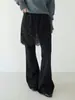Calça Feminina Moda Coreana Oufan Renda Falso Duas Peças Cintura Alta Flare, Nova Casual Slim-Fit Longa 11136