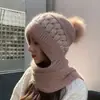 Conjunto de Dos Piezas de Gorro y Bufanda para Mujer Invierno Tendencia Gorro de Lana Coreano Estilo Coreano Otoño e Invierno Gorro de Punto Grueso