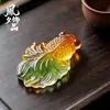 Collar con Colgante de Hoja de Cristal de Colores con Colgante de Buda Guan Gong, Cadena Versátil para Suéter con Piedras de Colores Pixiu