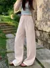 Pantalones de Lino de Pierna Ancha para Mujer Verano 2026 Estilo Delgado Adelgazantes Versátiles Sueltos de Cintura Alta Caída Rectos de Pierna Hasta el Suelo
